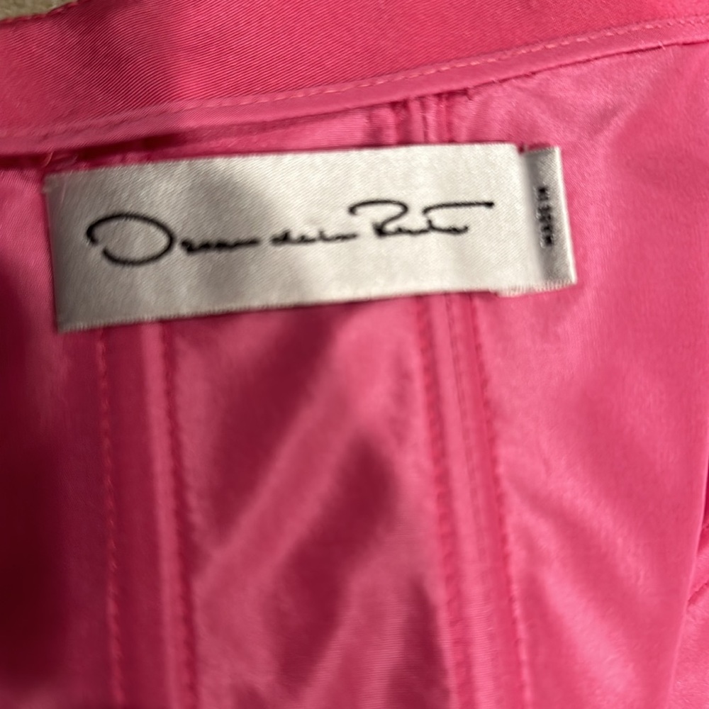 Oscar de la Renta Ruffle Bow Strapless Silk Dress - Picture 5 of 8